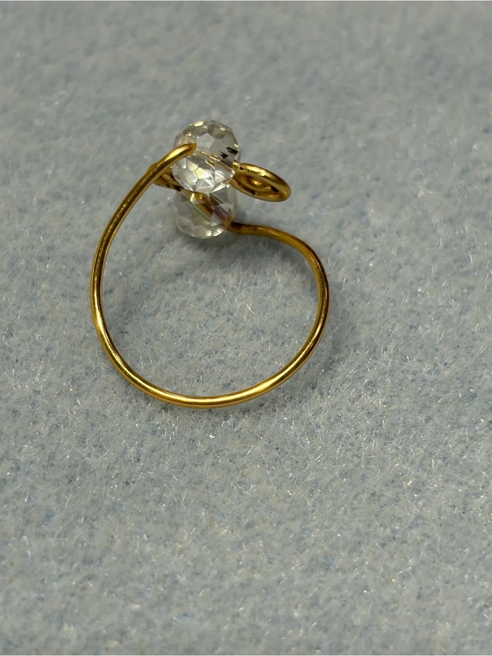 Gold Wire Wrap Ring with Clear Crystal Accents